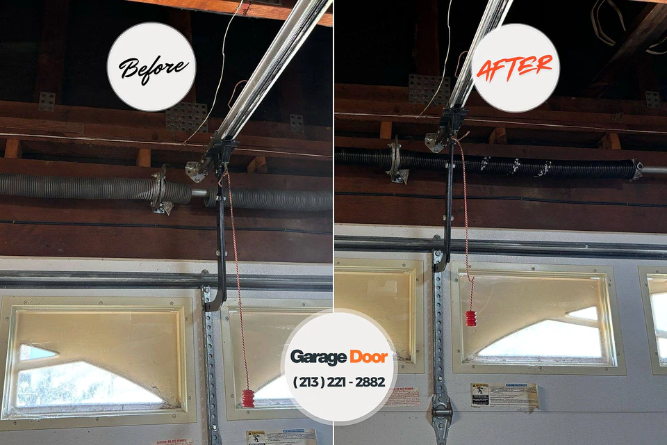 Before and after: garage door repair Hamilton, IN